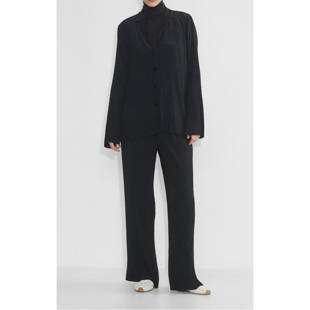 BABATON Aritzia Collector Shirt & Passageway Pant Set Navy Blue XS/S